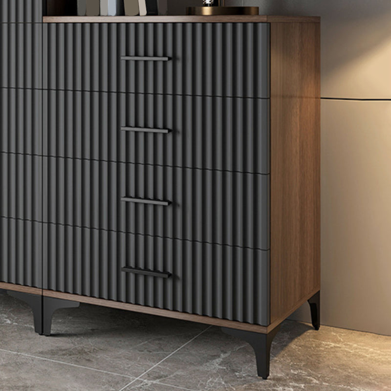 Contemporary Rectangle Accent Chest with Brown Top and Metal Legs