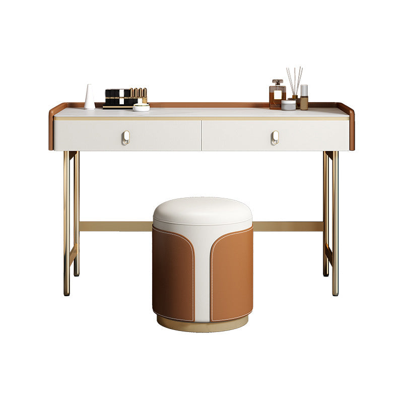 Glam Stone Top Vanity Makeup Dressing Table Set with Storage Drawers