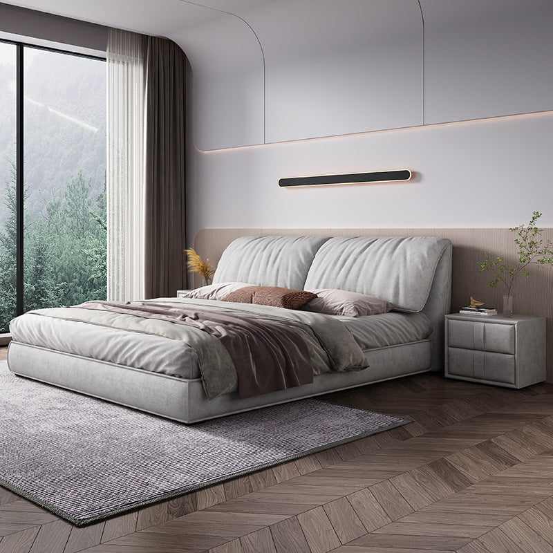 Glam Solid Wood Mattress Included Rectangular Panel Upholstered Headboard Bed