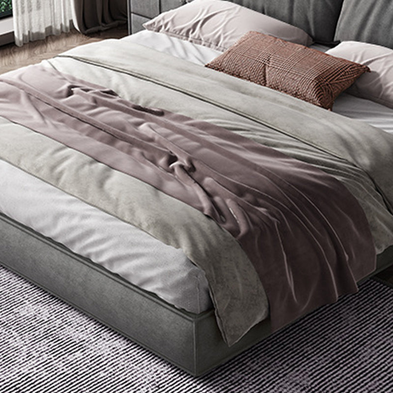 Glam Solid Wood Mattress Included Rectangular Panel Upholstered Headboard Bed