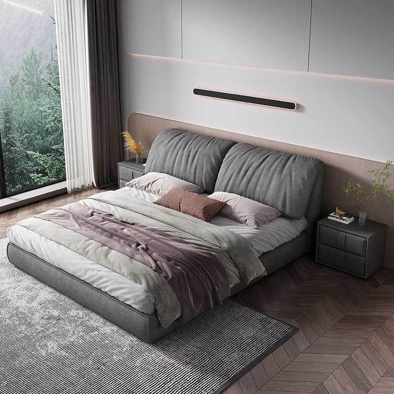 Glam Solid Wood Mattress Included Rectangular Panel Upholstered Headboard Bed