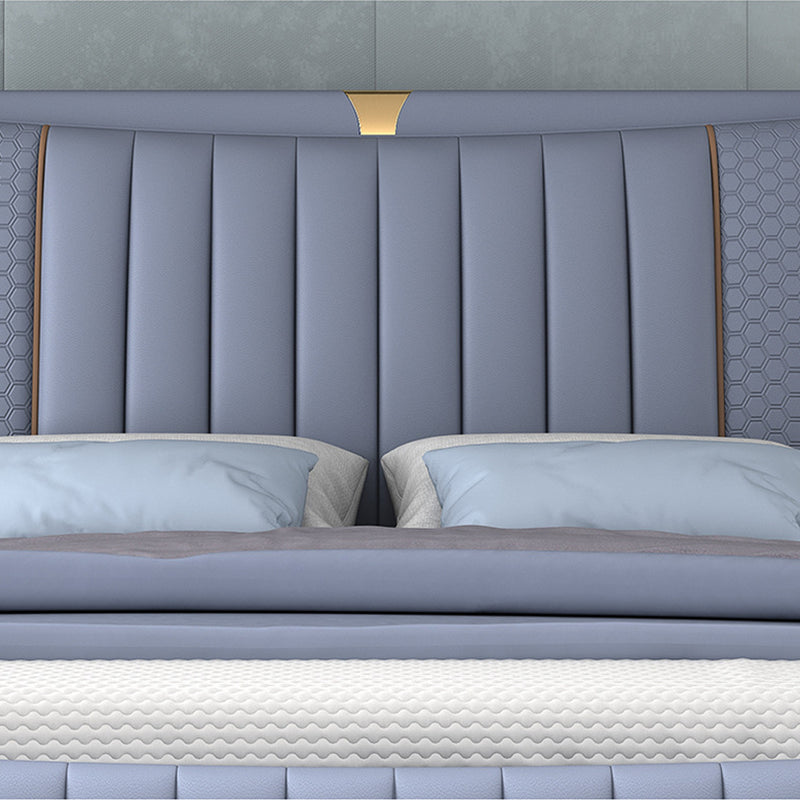 Glam Pine Wood Rectangular Wingback Upholstered Headboard Wingback Bed