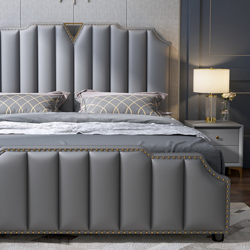 Glam Solid Wood Mattress Included with Headboard Scooped Panel Bed Frame