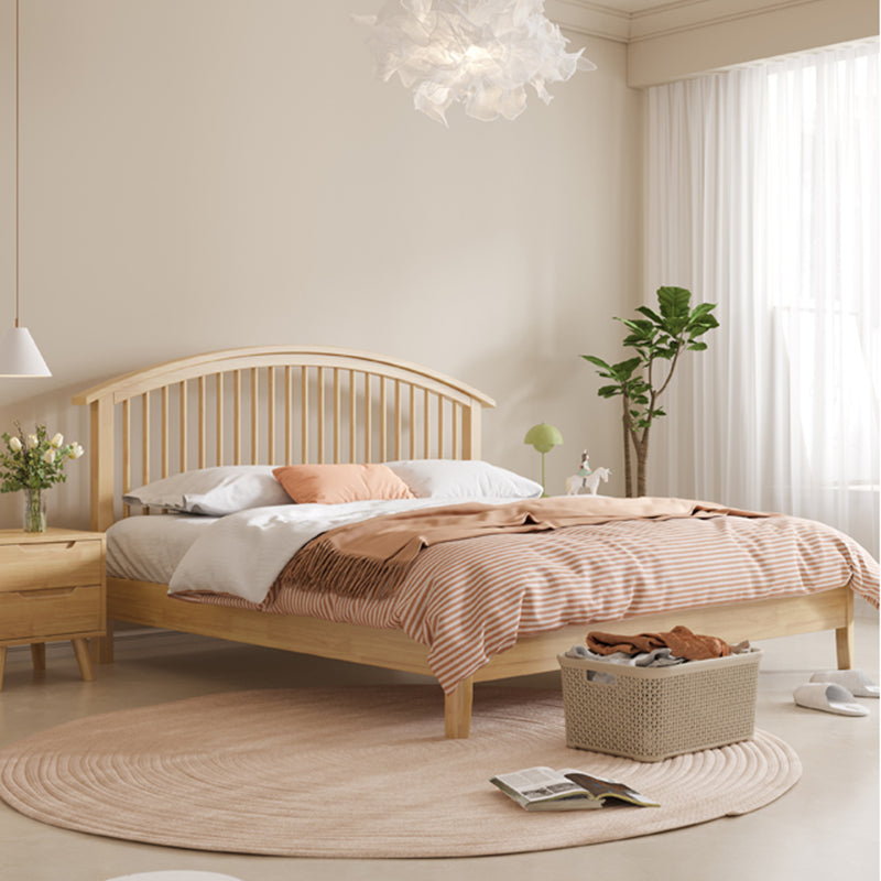 Scandinavian Slat Solid Wood with Headboard Mattress Included Arched Slat Bed