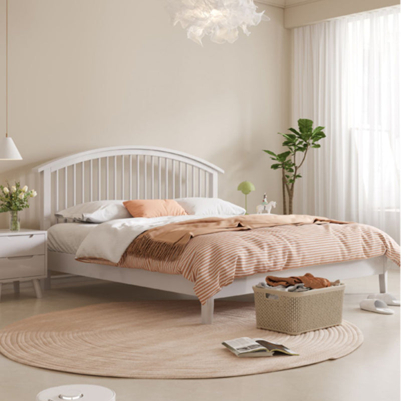 Scandinavian Slat Solid Wood with Headboard Mattress Included Arched Slat Bed