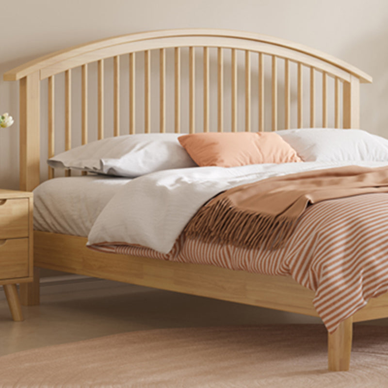 Scandinavian Slat Solid Wood with Headboard Mattress Included Arched Slat Bed