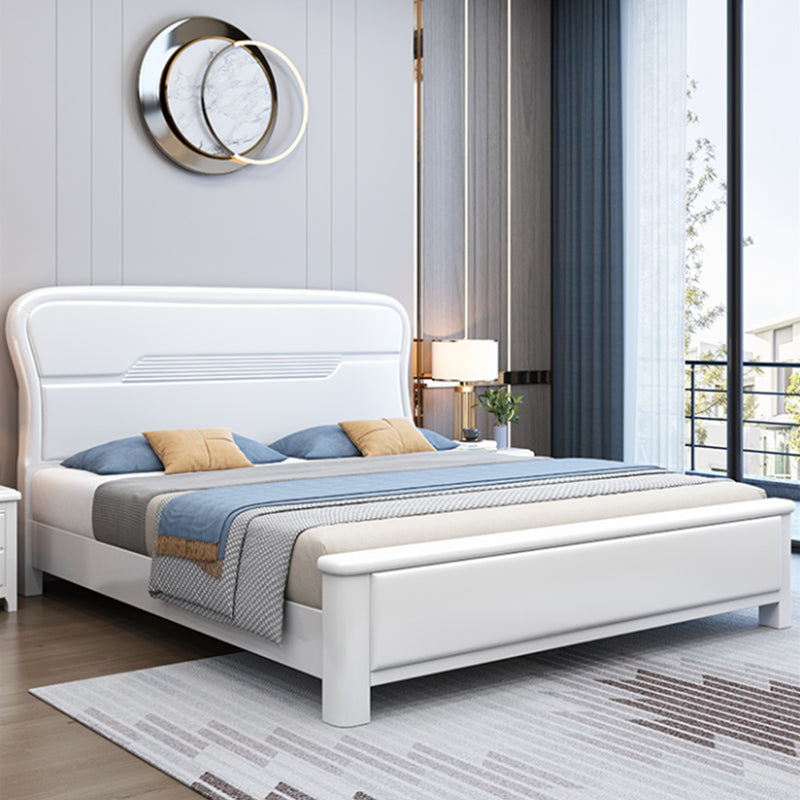 Contemporary Solid Wood Mattress Included Rectangular Panel Standard Bed