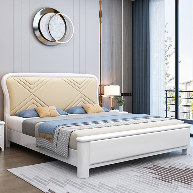 Contemporary Solid Wood Mattress Included Rectangular Panel Standard Bed