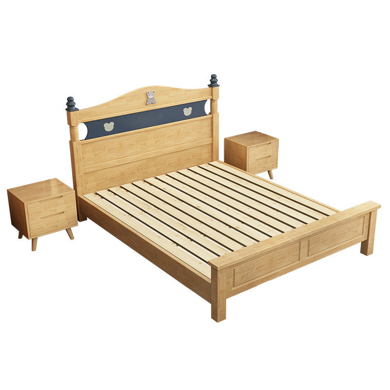 Scandinavian Solid Wood with Headboard Camelback Panel Standard Bed