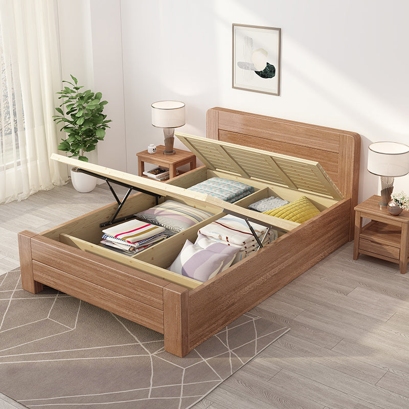Scandinavian Walnut with Headboard Rectangular Panel Standard Bed