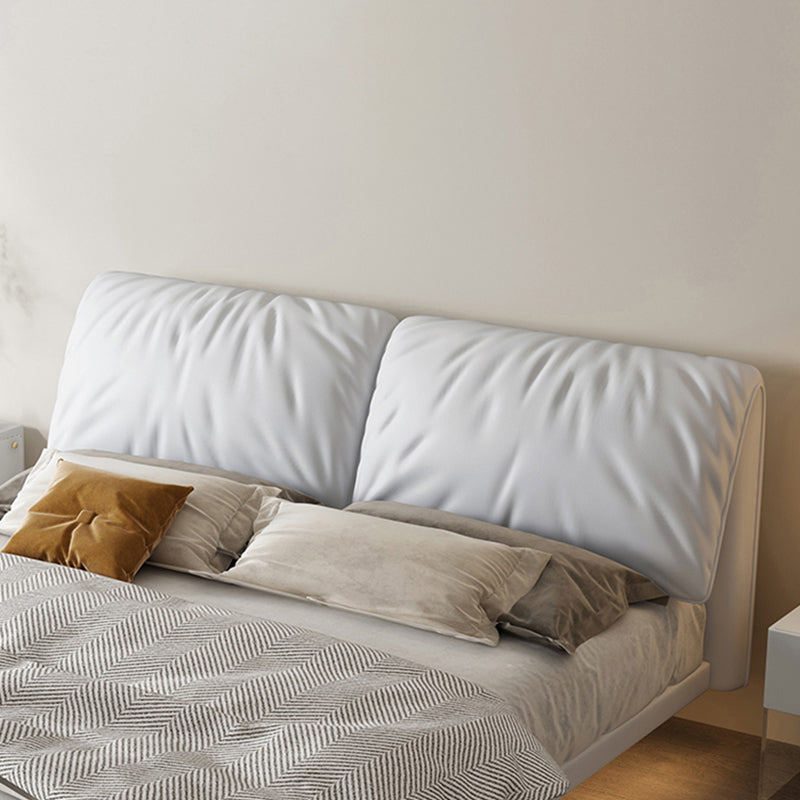 Glam Wood and Upholstered Headboard Bed Steel Frame Standard Bed