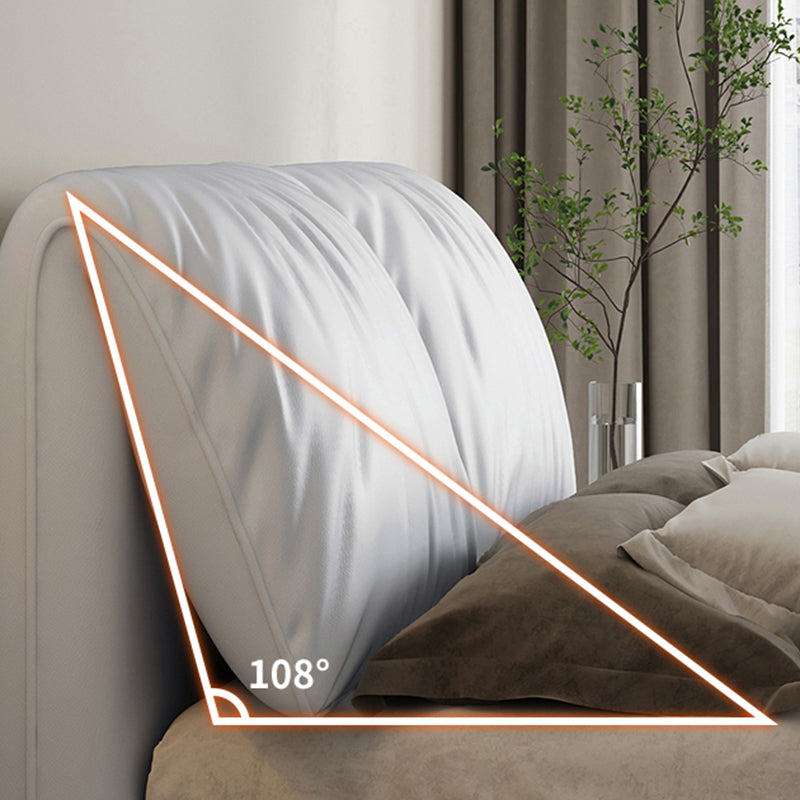 Glam Wood and Upholstered Headboard Bed Steel Frame Standard Bed