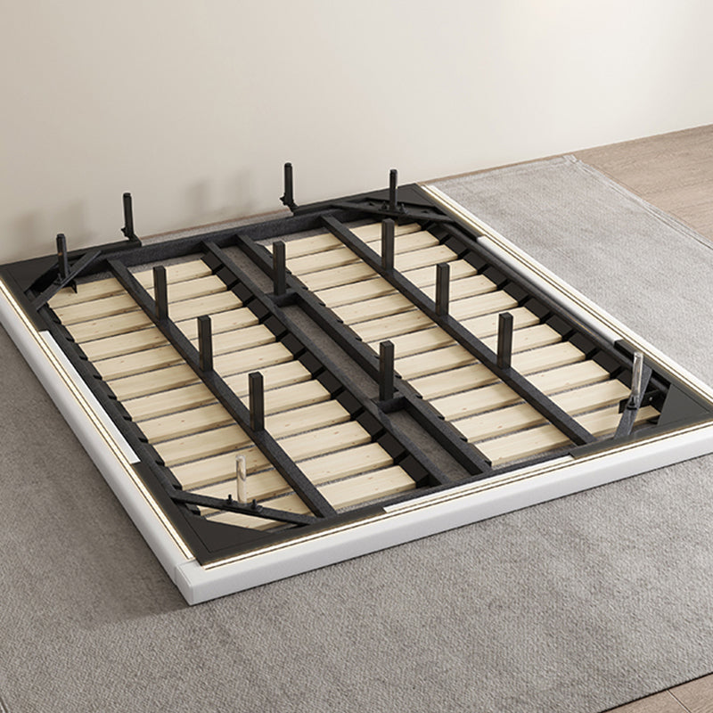 Glam Wood and Upholstered Headboard Bed Steel Frame Standard Bed