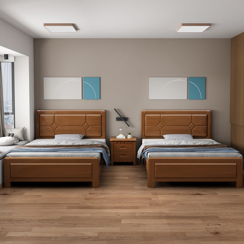 Scandinavian Solid Wood Standard Bed Natural Bed with Storage