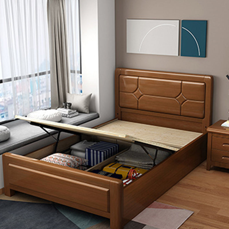 Scandinavian Solid Wood Standard Bed Natural Bed with Storage