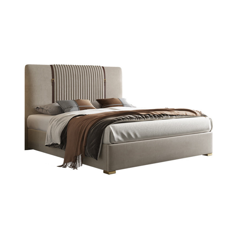 Glam Solid Color with Headboard Rectangular Panel Standard Bed