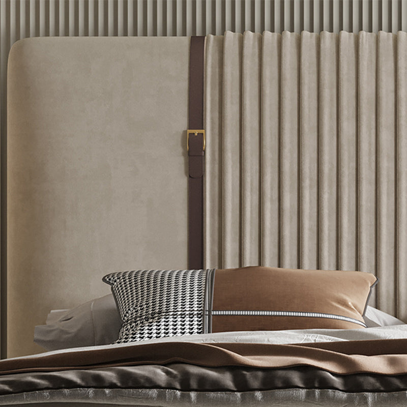 Glam Solid Color with Headboard Rectangular Panel Standard Bed