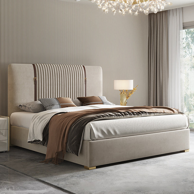 Glam Solid Color with Headboard Rectangular Panel Standard Bed