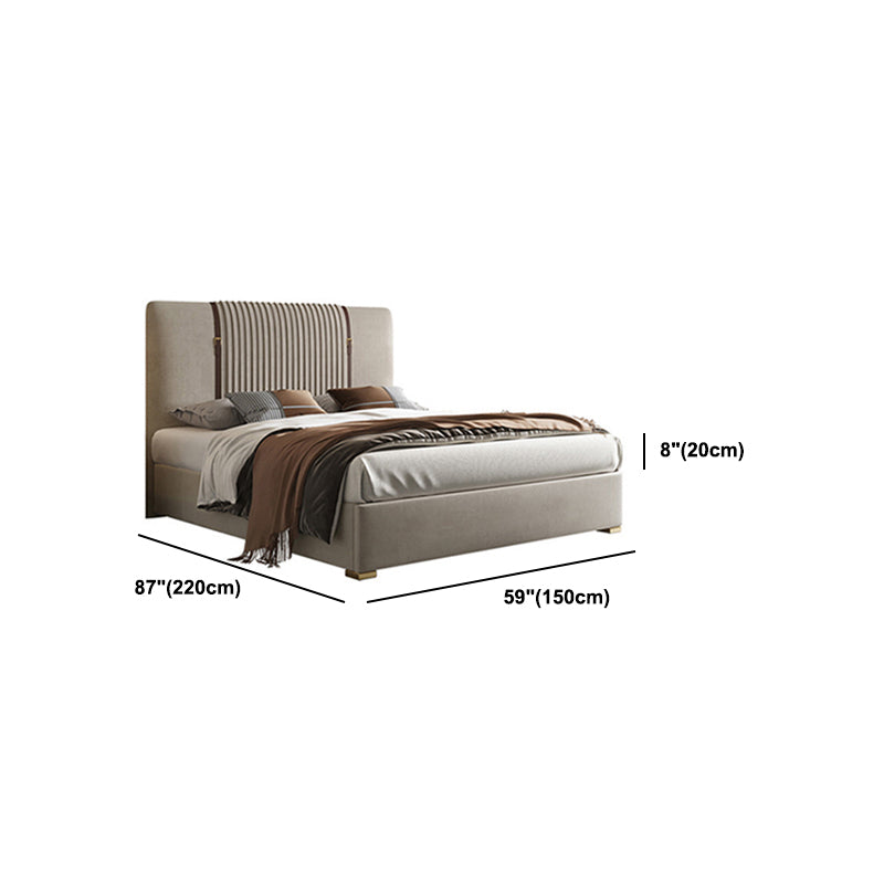 Glam Solid Color with Headboard Rectangular Panel Standard Bed