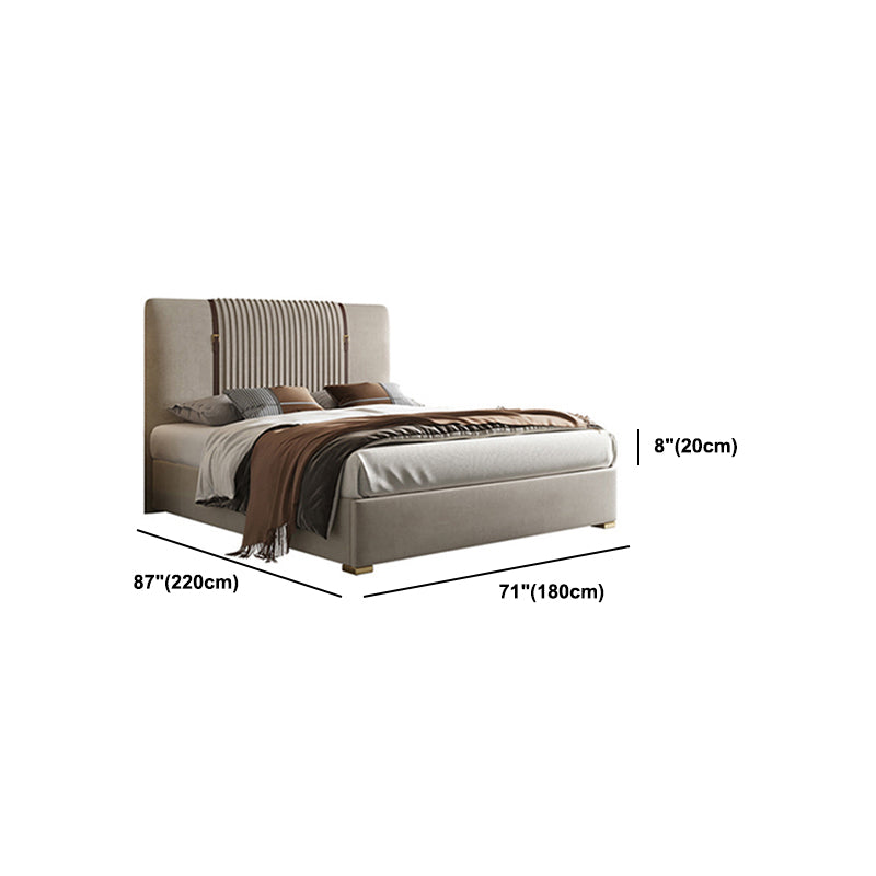 Glam Solid Color with Headboard Rectangular Panel Standard Bed