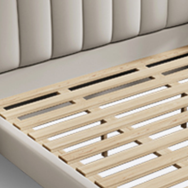 Contemporary Wingback Bed with Upholstered Headboard, 51" Tall Solid Color Bed