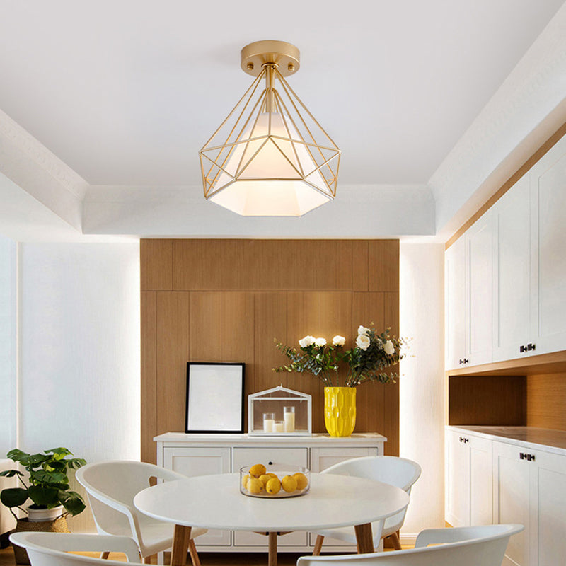 Modernism Single Black/Golden Flush Mount Lighting Metallic Ceiling Light for Foyer