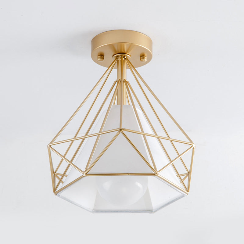 Modernism Single Black/Golden Flush Mount Lighting Metallic Ceiling Light for Foyer