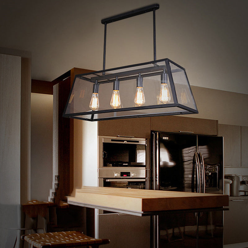 Industrial Trapezoid Island Pendant Lights Metal Multiple-Light Island Pendant Lighting
