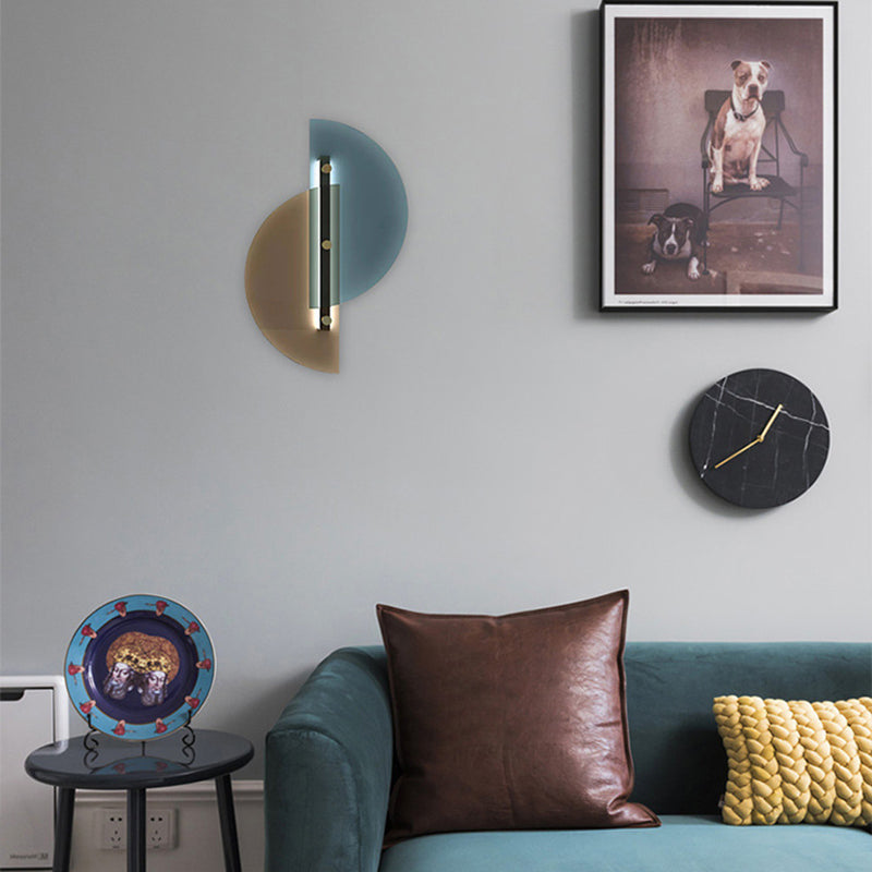 Glass Geometric Wall Light Postmodern 20" High LED Wall Sconce for Living Room