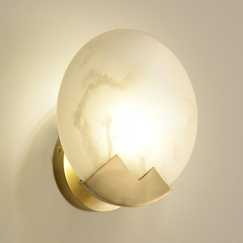 Brass Round Wall Light Postmodern 8" Wide Wall Sconce in Gold for Living Room