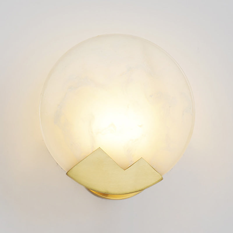 Brass Round Wall Light Postmodern 8" Wide Wall Sconce in Gold for Living Room