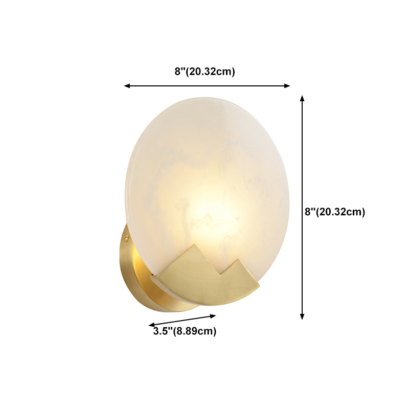 Brass Round Wall Light Postmodern 8" Wide Wall Sconce in Gold for Living Room