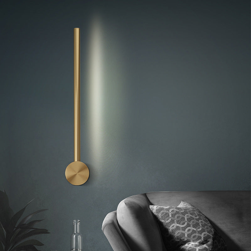 Brass Straight Wall Light Postmodern LED Wall Sconce in Gold for Living Room