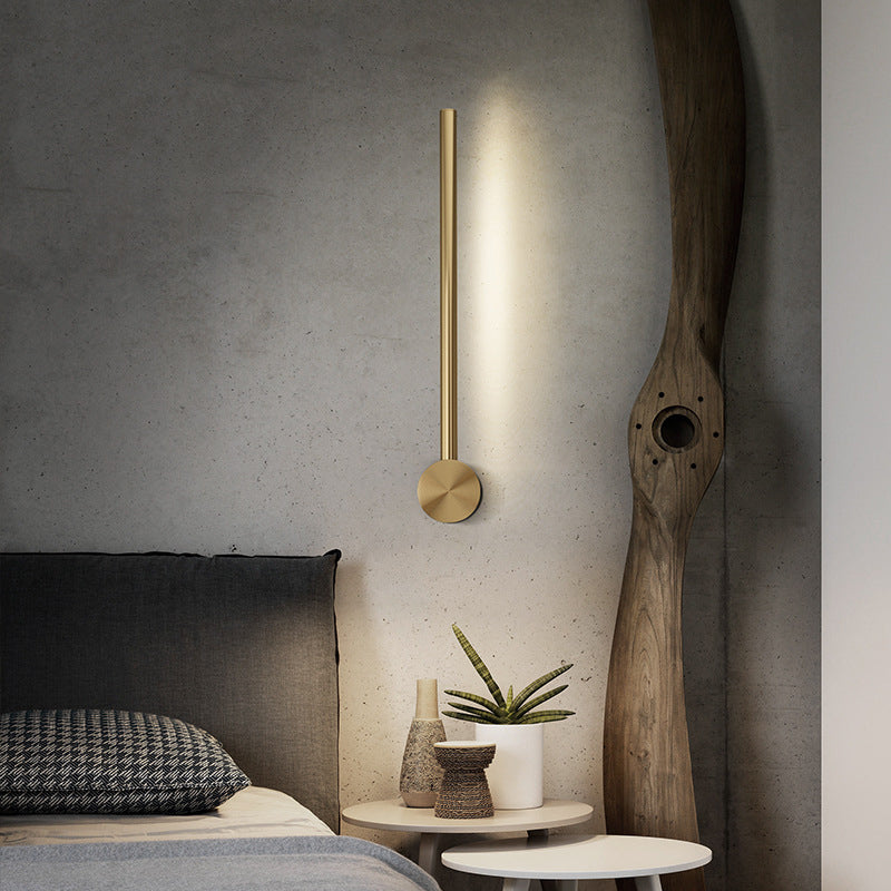 Brass Straight Wall Light Postmodern LED Wall Sconce in Gold for Living Room
