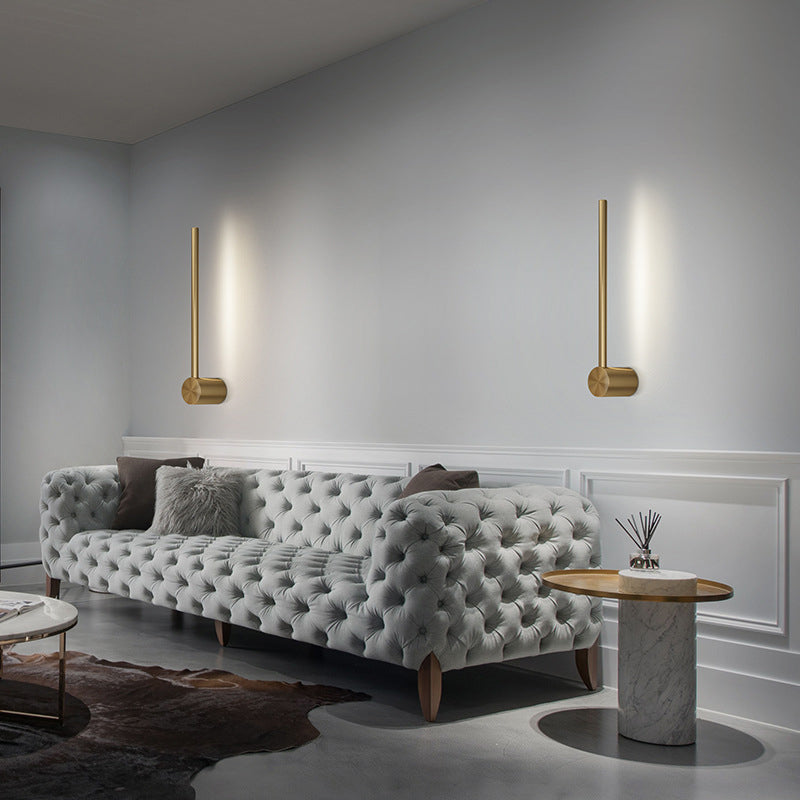 Brass Straight Wall Light Postmodern LED Wall Sconce in Gold for Living Room