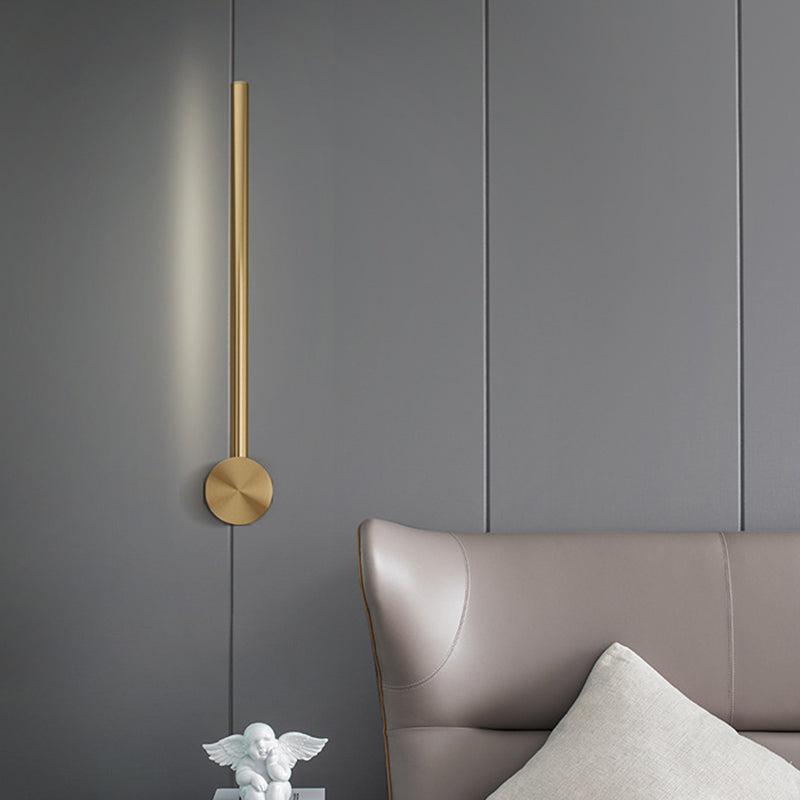 Brass Straight Wall Light Postmodern LED Wall Sconce in Gold for Living Room