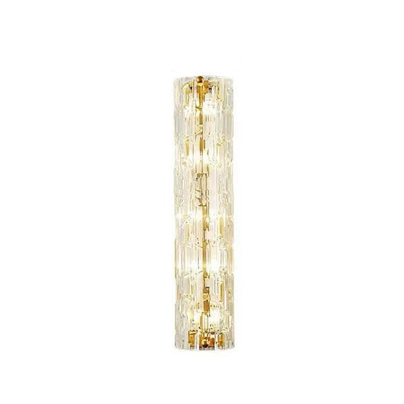 Brass Cylinder Wall Light Modern Gold Wall Sconce with Glass for Living Room