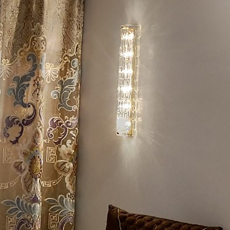 Brass Cylinder Wall Light Modern Gold Wall Sconce with Glass for Living Room