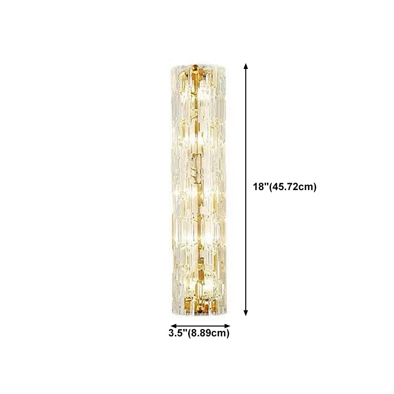 Brass Cylinder Wall Light Modern Gold Wall Sconce with Glass for Living Room
