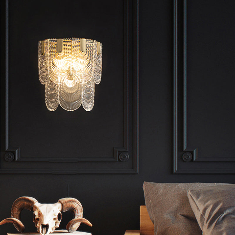 Brass Geometric Wall Light Nordic 13" Wide Wall Sconce with Glass for Living Room