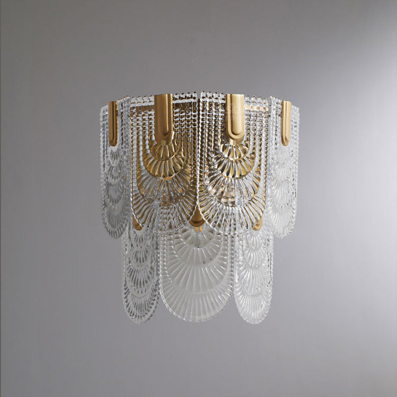 Brass Geometric Wall Light Nordic 13" Wide Wall Sconce with Glass for Living Room