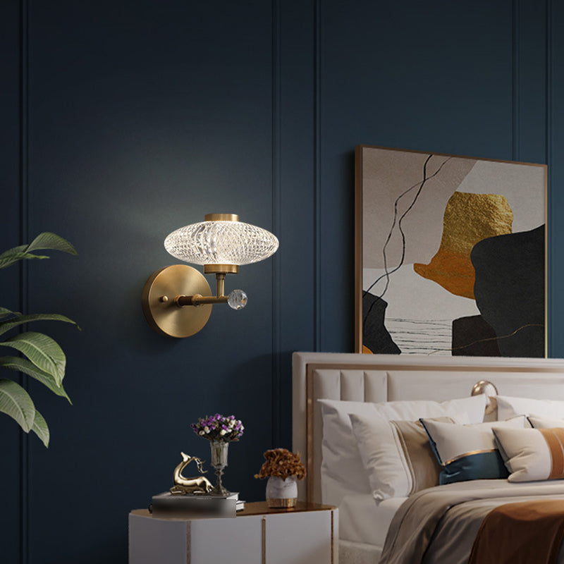 Brass Geometric Wall Light Postmodern 7" Wide Wall Sconce for Living Room