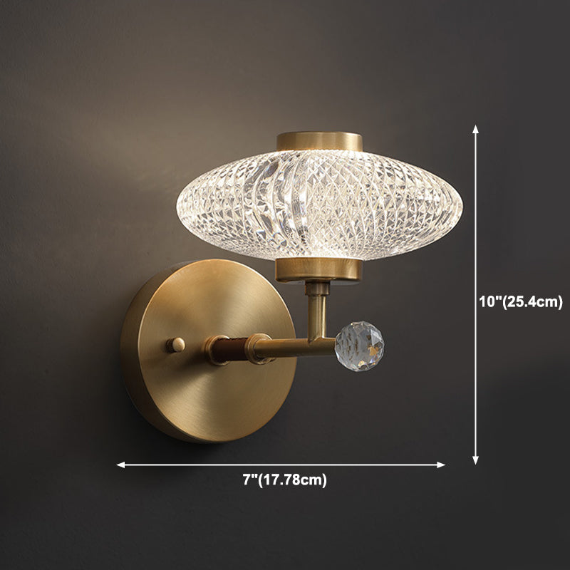 Brass Geometric Wall Light Postmodern 7" Wide Wall Sconce for Living Room