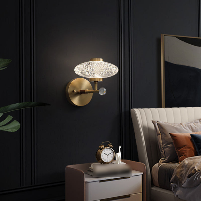 Brass Geometric Wall Light Postmodern 7" Wide Wall Sconce for Living Room
