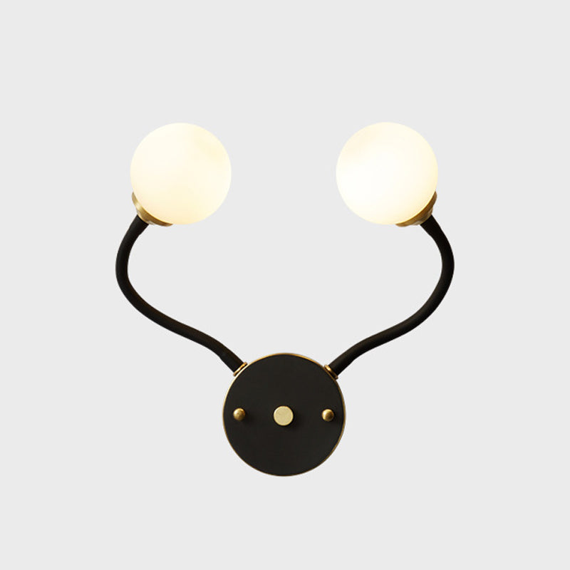 Brass Globe Wall Light Nordic Black Wall Sconce with Glass for Living Room