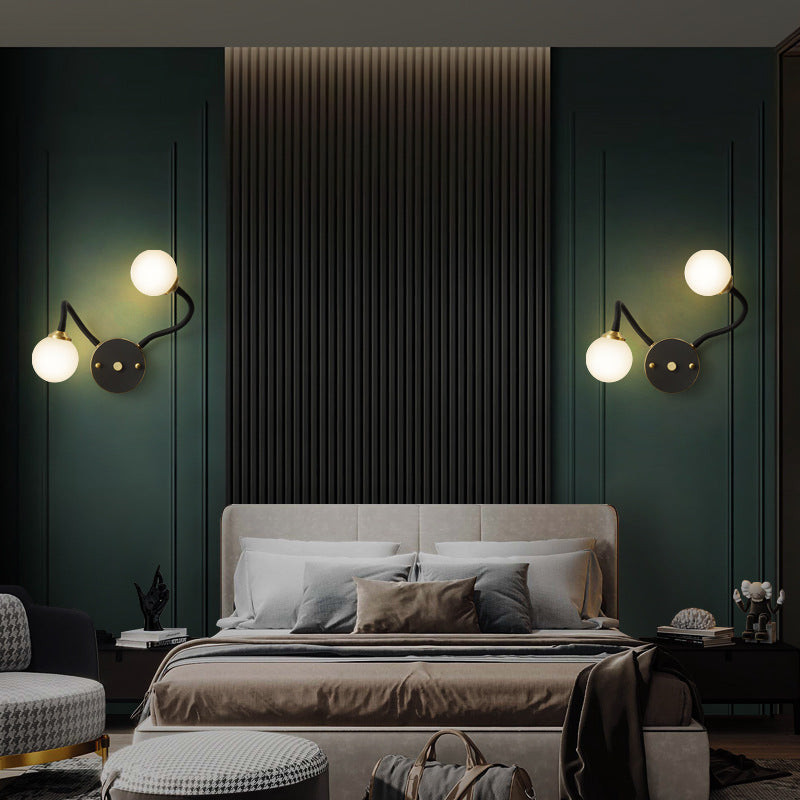 Brass Globe Wall Light Nordic Black Wall Sconce with Glass for Living Room
