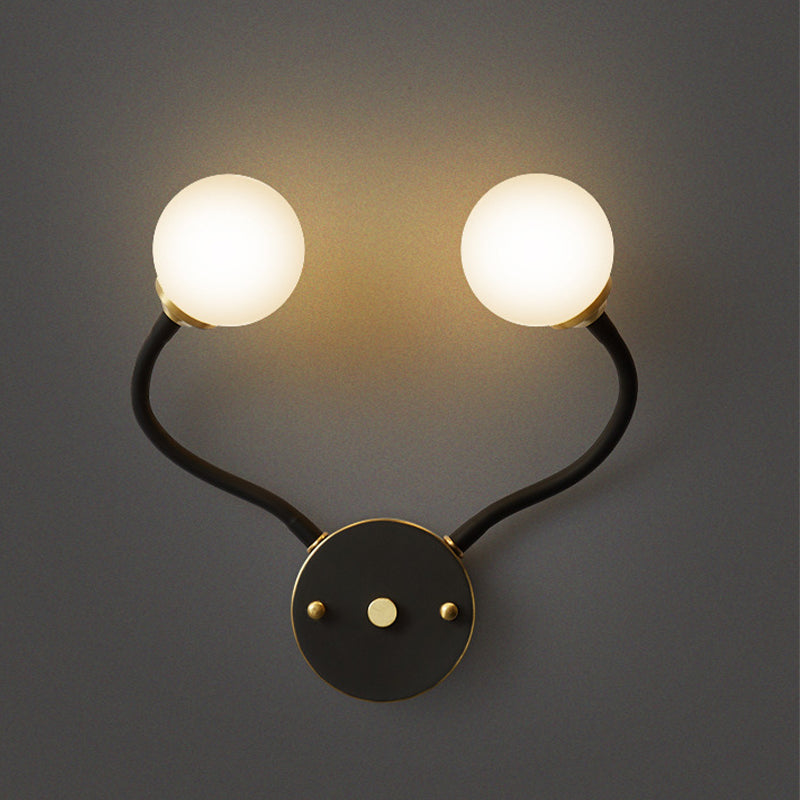 Brass Globe Wall Light Nordic Black Wall Sconce with Glass for Living Room