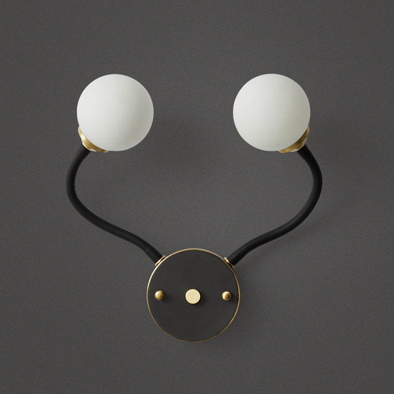 Brass Globe Wall Light Nordic Black Wall Sconce with Glass for Living Room