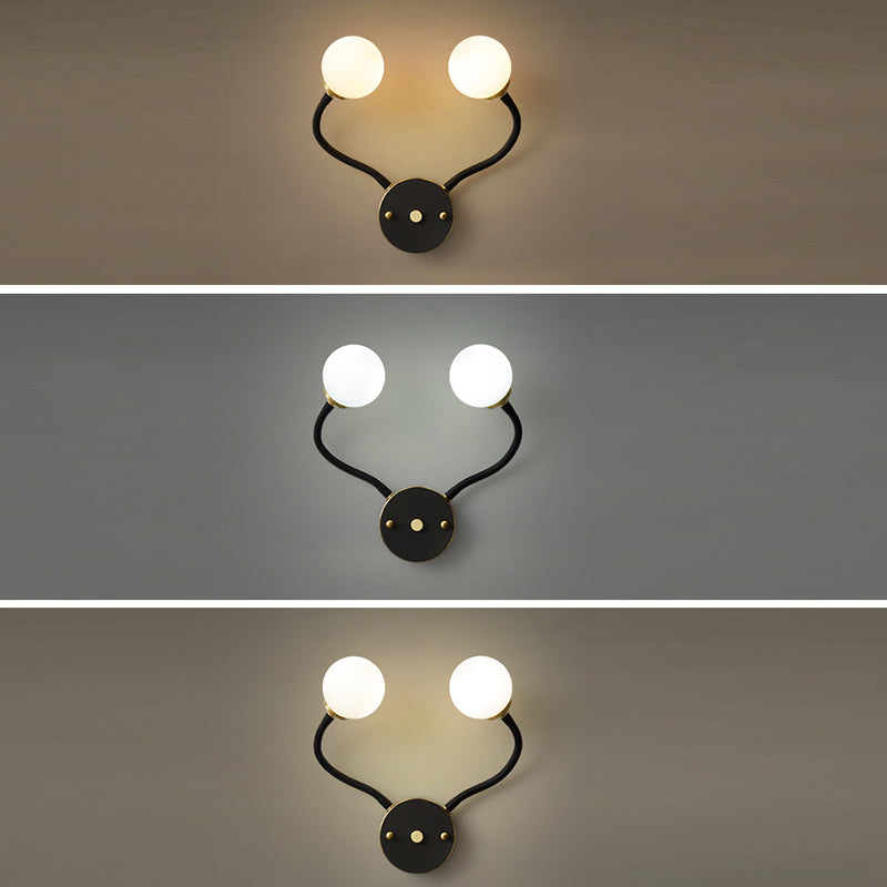 Brass Globe Wall Light Nordic Black Wall Sconce with Glass for Living Room