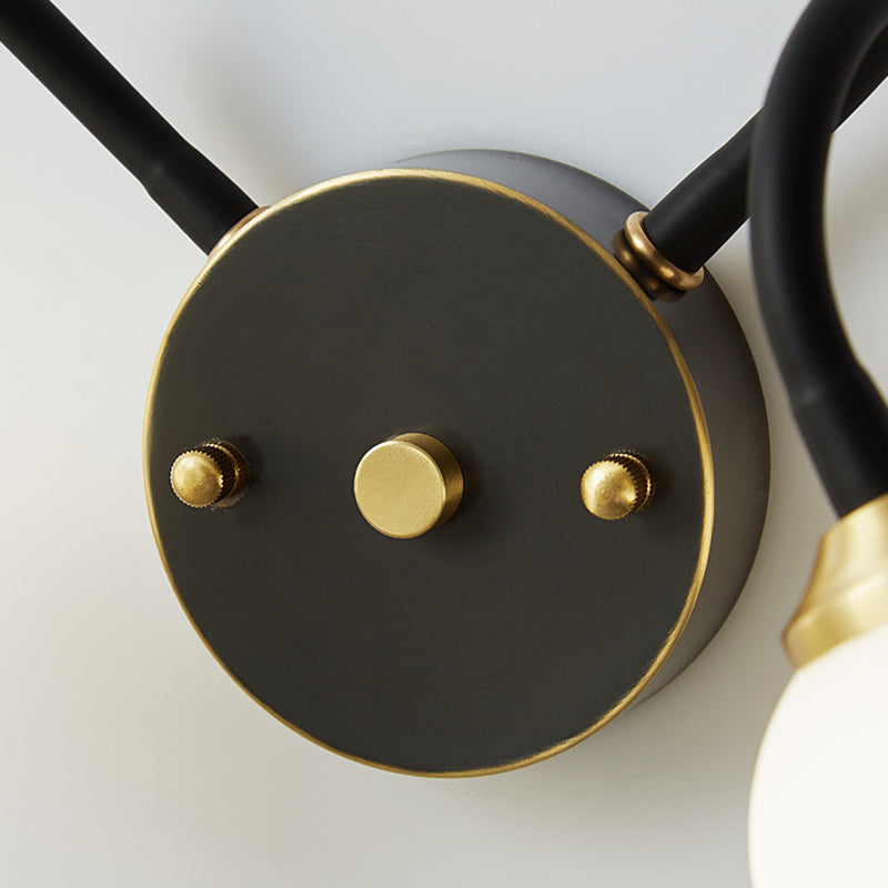 Brass Globe Wall Light Nordic Black Wall Sconce with Glass for Living Room